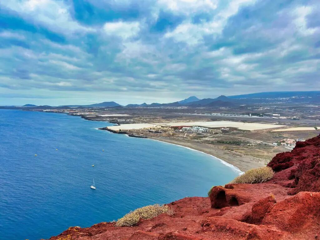 Playa de la Tejita beach with Montaña Roja volcano in Tenerife