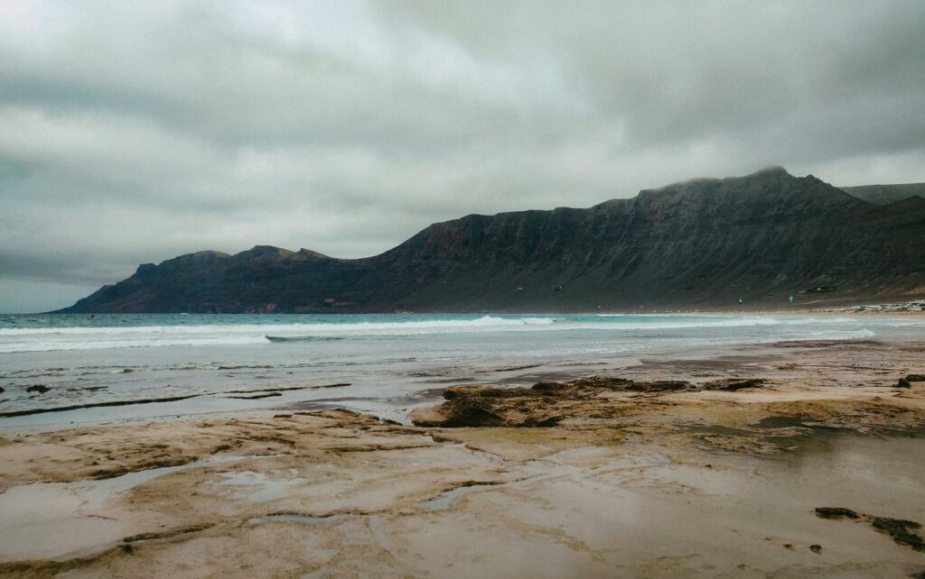 Playa de Famara beach and Risco de Famara cliffs