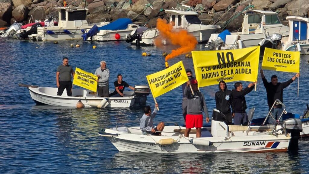 protest fish farm cages la aldea gran canaria